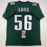 Camiseta de fútbol verde de Filadelfia autografiada/firmada por Chris Long (JSA COA)