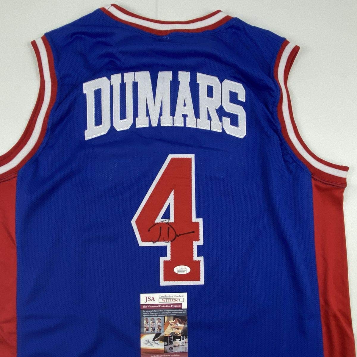 Camiseta de baloncesto azul de Detroit de Joe Dumars autografiada y firmada por JSA COA