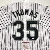 Camiseta de béisbol a rayas de Chicago autografiada y firmada por Frank Thomas (JSA COA)