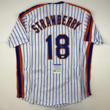 Camiseta de béisbol de rayas de Nueva York de Darryl Strawberry autografiada y firmada, PSA/CÓDIGO DE ADN