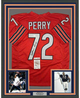 Framed Autographed/Signed William Perry The Refrigerator 35x39 Chicago Orange Football Jersey JSA COA