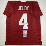 Autographed/Signed Jerry Jeudy Alabama Red College Football Jersey JSA COA