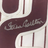 Framed Autographed/Signed Steve Carlton 35x39 Philadelphia Pinstripe Baseball Jersey JSA COA