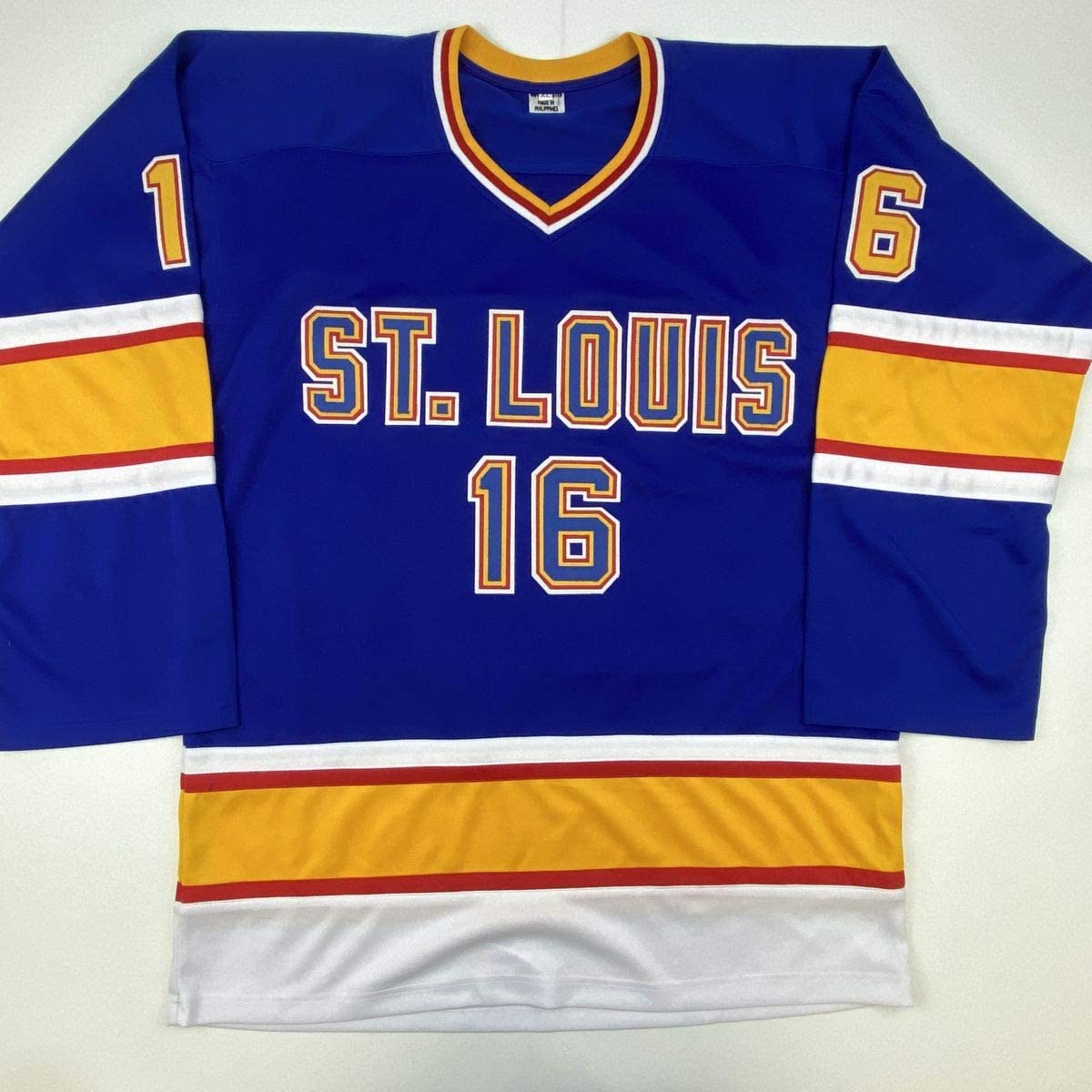 Camiseta de hockey retro azul de St. Louis, autografiada y firmada por Brett Hull, PSA/Certificado de ADN