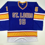 Camiseta de hockey retro azul de St. Louis, autografiada y firmada por Brett Hull, PSA/Certificado de ADN