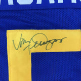 Camiseta de fútbol azul de Los Ángeles LA autografiada/firmada por Vince Ferragamo JSA COA