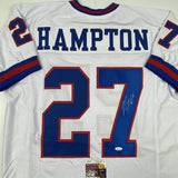 Camiseta de fútbol blanca de Nueva York autografiada/firmada por Rodney Hampton (JSA COA)