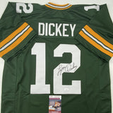 Camiseta de fútbol verde de Green Bay autografiada/firmada por Lynn Dickey JSA COA