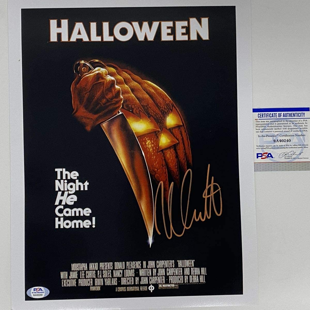 Autographed/Signed Nick Castle Michael Myers Halloween 11x14 Movie Poster Photo PSA/DNA COA