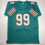 Camiseta de fútbol americano autografiada/firmada Jason Taylor Miami Teal JSA COA