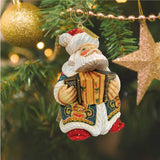 Figura navideña de Papá Noel en acordeón, esculpida y pintada a mano por G. Debrekht - Decoración de muñeco de nieve