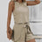 Women's Solid Color Round Neck Fashionable Off Shoulder Casual Lace Up Shorts Set - Lootquake