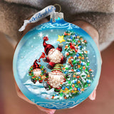 Reaching High Dwarfs Lg Glass Ornament in Blue by Gelsinger - Christmas Decor - 73927B-DG