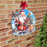 Santa with Reindeers Holiday Door Decor  by G. Debrekht - Christmas Decor - 8611032H