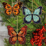 Summer Butterfly Decorative Wooden Ornaments of 3 by G. Debrekht - Wildlife Decor - 8091012-1-S3
