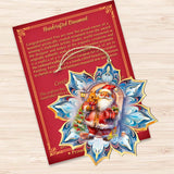 Santa with Gifts Snowflake Wooden Ornaments by G. Debrekht - Christmas Santa Snowman Decor - 8688421