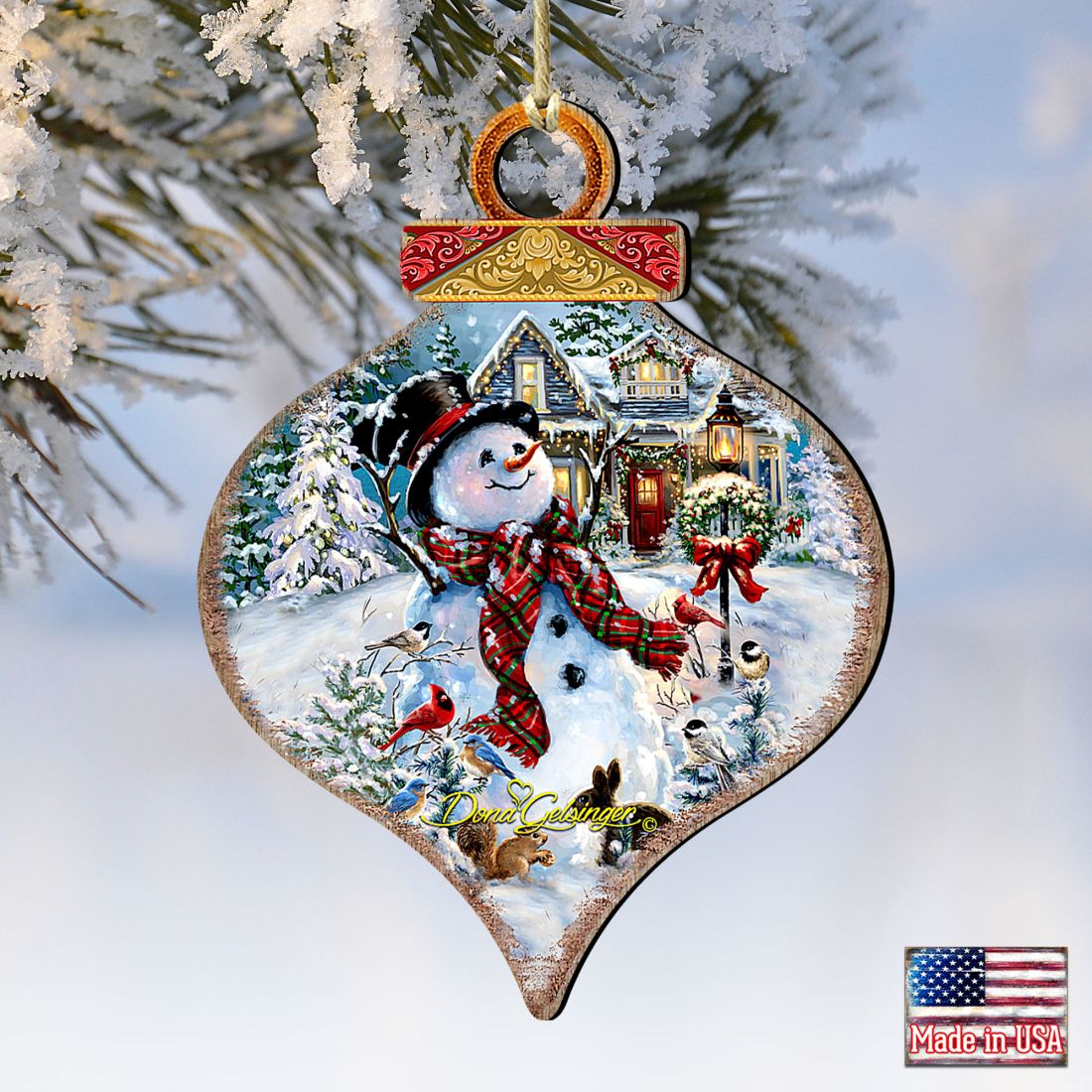 Old Fashioned Christmas Wooden Ornaments by Gelsinger - Christmas Santa Snowman Decor - 8031023-1563