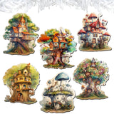 Tree House Decorative Wooden Clip-on Ornaments Set of 6 by G. Debrekht - Christmas Decor - 8090026C-S6