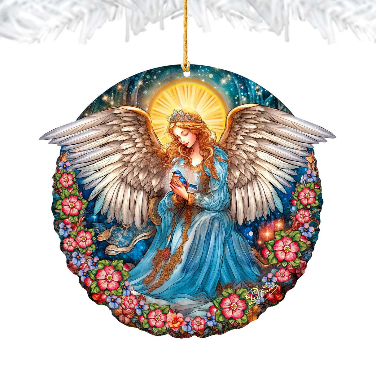 Adornos navideños de madera del Ángel de la Guarda de la Serenidad de G. DeBrekht - Decoración navideña para la Natividad - 8652806