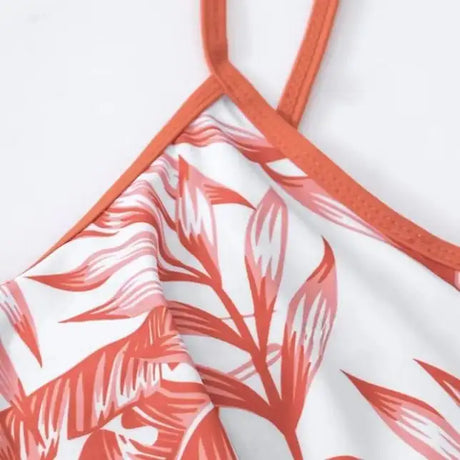 Ladies' Asymmetrical Plant Printed Camisole Top With Drawstring Details, Sexy Hip Hugging Shorts, Vacation Style Two-piece Set - Lootquake