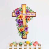 Personalized Garden Serenity Cross Holiday Door Decor by G. Debrekht - Easter Spring Decor - 8688168-2HC