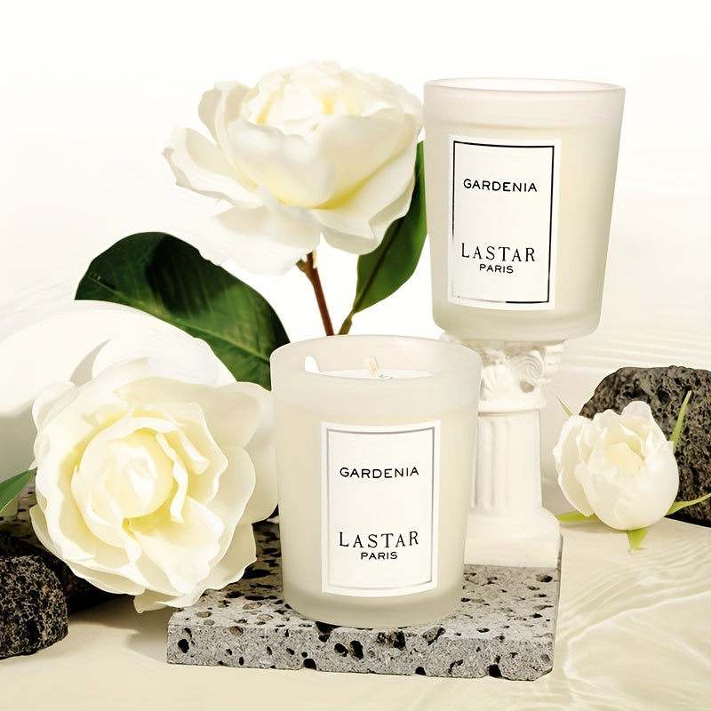 Bougie parfumée LASTAR Gardenia, 70 g – Arôme relaxant et lueur chaleureuse pour une ambiance chaleureuse, idéale pour la chambre et l'intérieur, pot en verre inclus