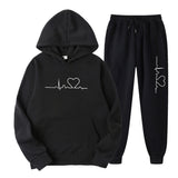 Men's And Women's Fleece-lined Sweater Suit Autumn And Winter Heart Figure Hoodie - Lootquake