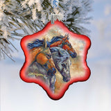 Adorno de cristal "Déjenlos correr" con cabezas de caballo de J. Bergsma - Decoración navideña con temática de vida silvestre - 754-259-JB