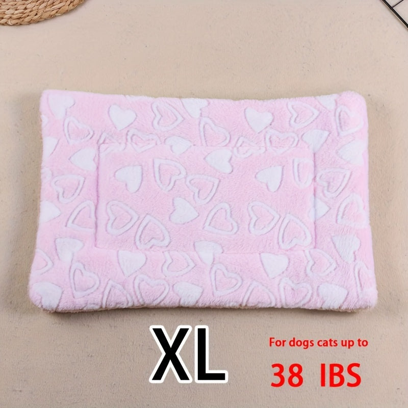 Manta rectangular para mascotas, resistente a la suciedad y para todas las estaciones - Cómoda cama con estampado de pata de perro y corazón (1 unidad)
