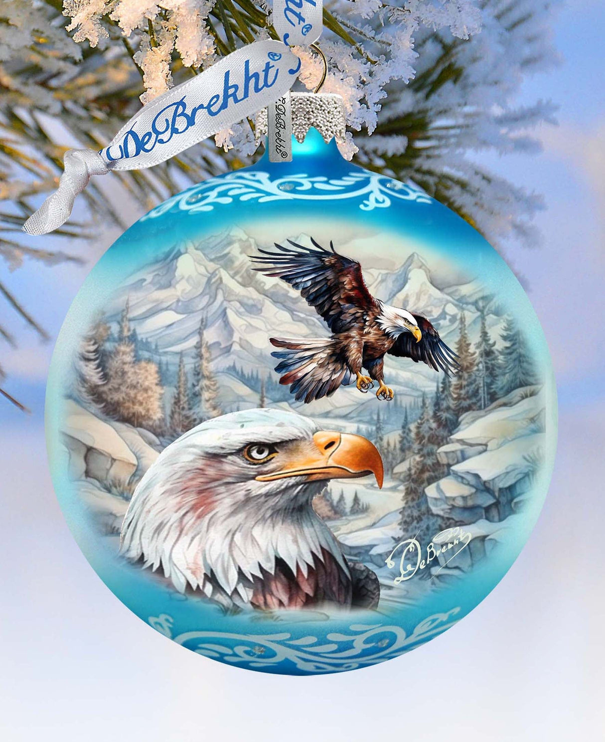 La Tierra de la Libertad - Adorno de cristal con forma de águila americana de G. Debrekht - Decoración navideña - 73387
