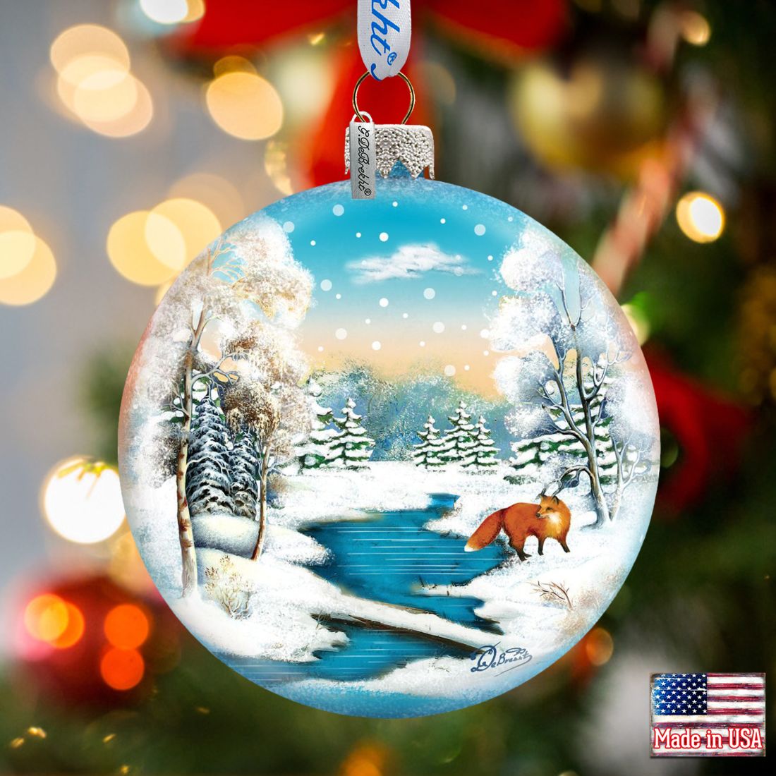 Winter Animals Glass Ornament Set of 3 by G. DeBrekht - Wildlife Holiday Décor - 73410-B3