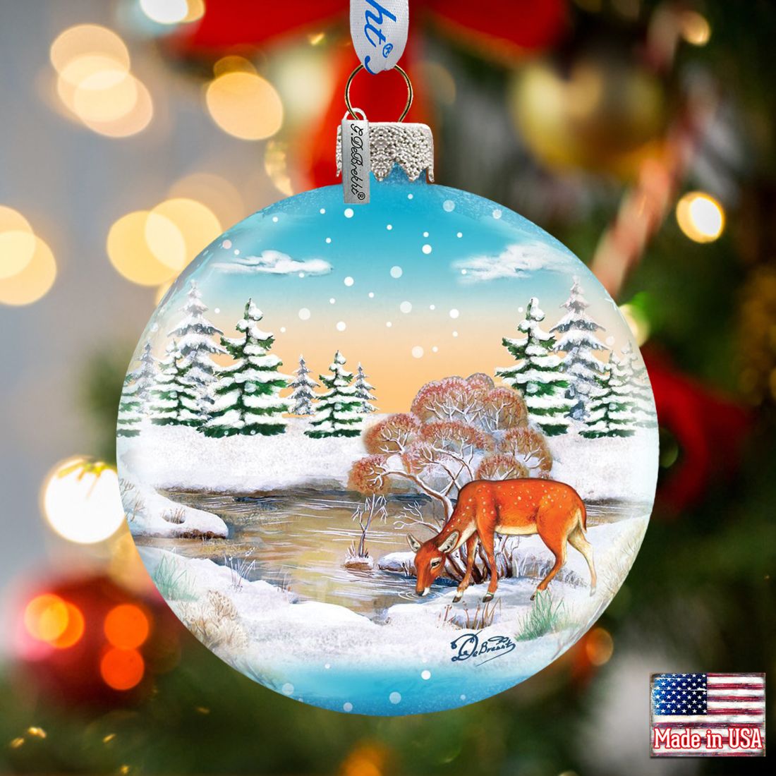 Winter Animals Glass Ornament Set of 3 by G. DeBrekht - Wildlife Holiday Décor - 73410-B3
