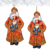 Santa's Holiday Nutcracker Wooden Ornaments by G. Debrekht - Christmas Santa Snowman Decor - 8691401
