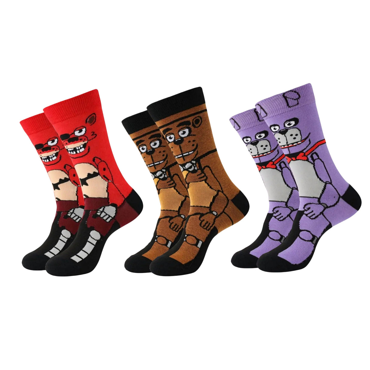 Lot de 3 paires de chaussettes tendance pour homme, motif dessin animé, respirantes, confortables et décontractées, unisexes, idéales pour l'extérieur et toutes saisons.
