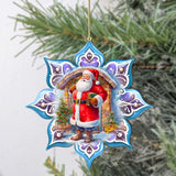 Santa with Book Snowflake Wooden Ornaments by G. Debrekht - Christmas Santa Snowman Decor - 8688420