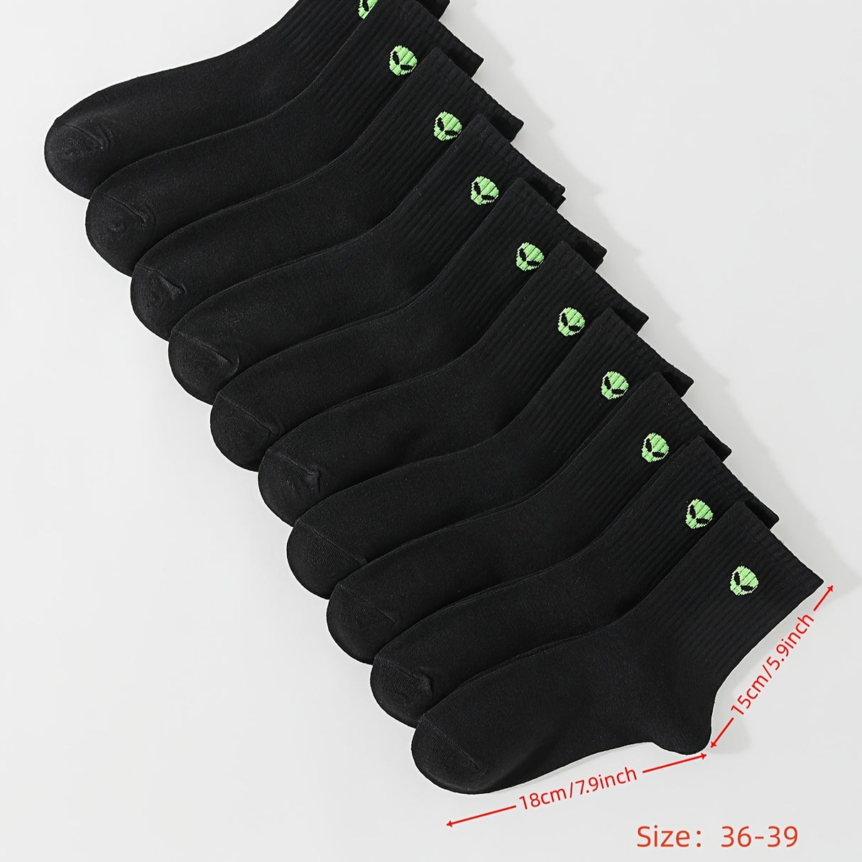 10 pares de calcetines acanalados con estampado de extraterrestre, cómodos y suaves, de tubo medio, medias y calcetería para mujer