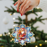 Santa's Greetings Snowflake Wooden Ornaments Set of 3 by G. Debrekht - Christmas Decor - 8090147-S3