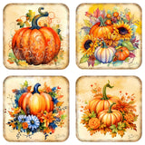 Juego de 4 posavasos de corcho de madera con forma de calabaza de G. Debrekht - Decoración de Acción de Gracias - 8199447C-S4