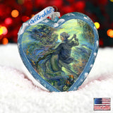 For the Love of a Mermaid Heart Glass Ornament Limited Edition by Josephine Wall - Coastal Holiday Décor - 738-410-JW