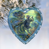 For the Love of a Mermaid Heart Glass Ornament Limited Edition by Josephine Wall - Coastal Holiday Décor - 738-410-JW