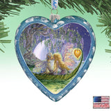 Wisteria Moon Heart Glass Ornament Limited Edition by Josephine Wall - Coastal Holiday Décor - 738-411-JW