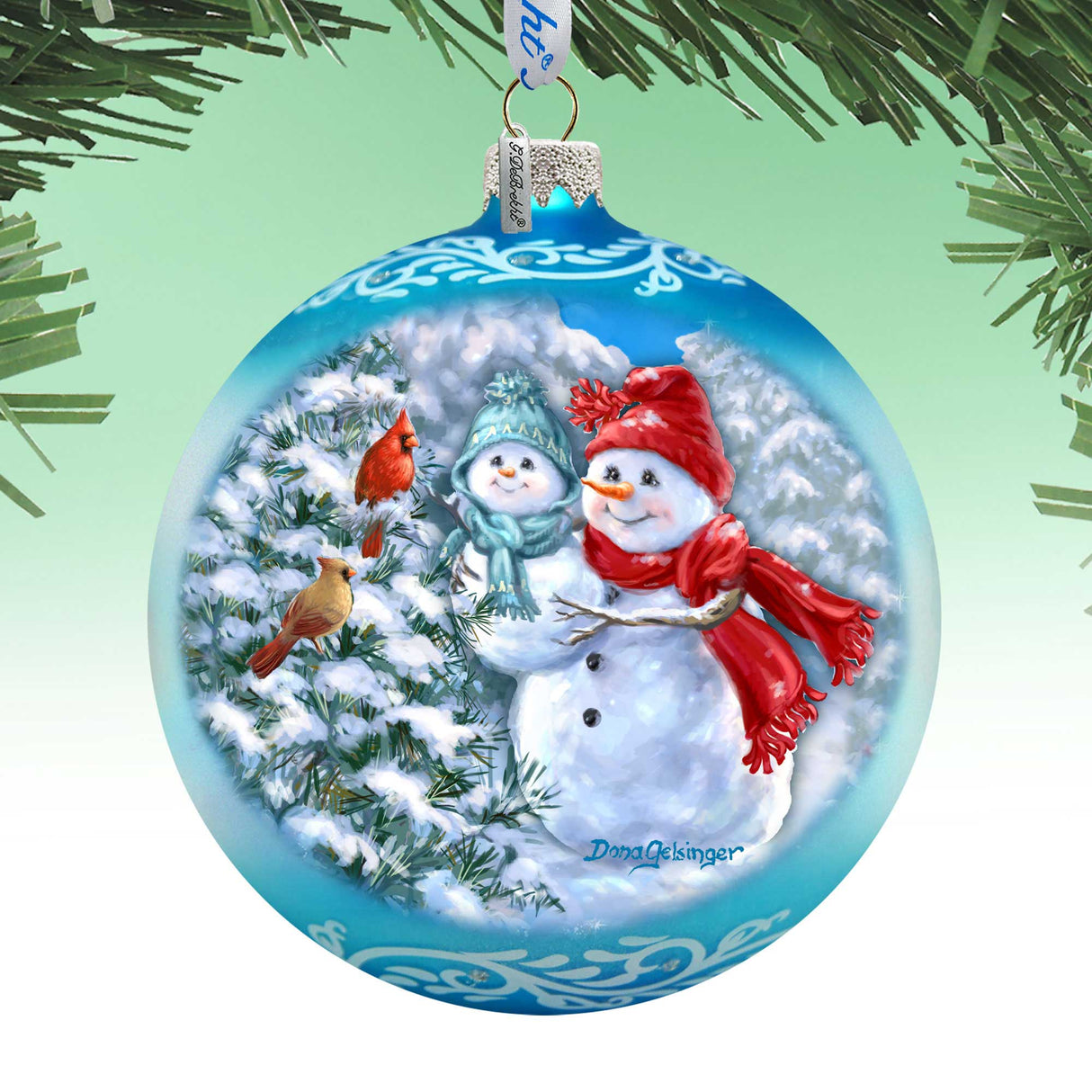 Baby Snowman's First Winter Lg Glass Ornament in Blue by Gelsinger - Christmas Décor - 73923B-DG