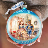 Nutcracker Ballet Scene - Clara and Prince Lg Glass Ornament by G. Debrekht - Christmas Décor - 73933
