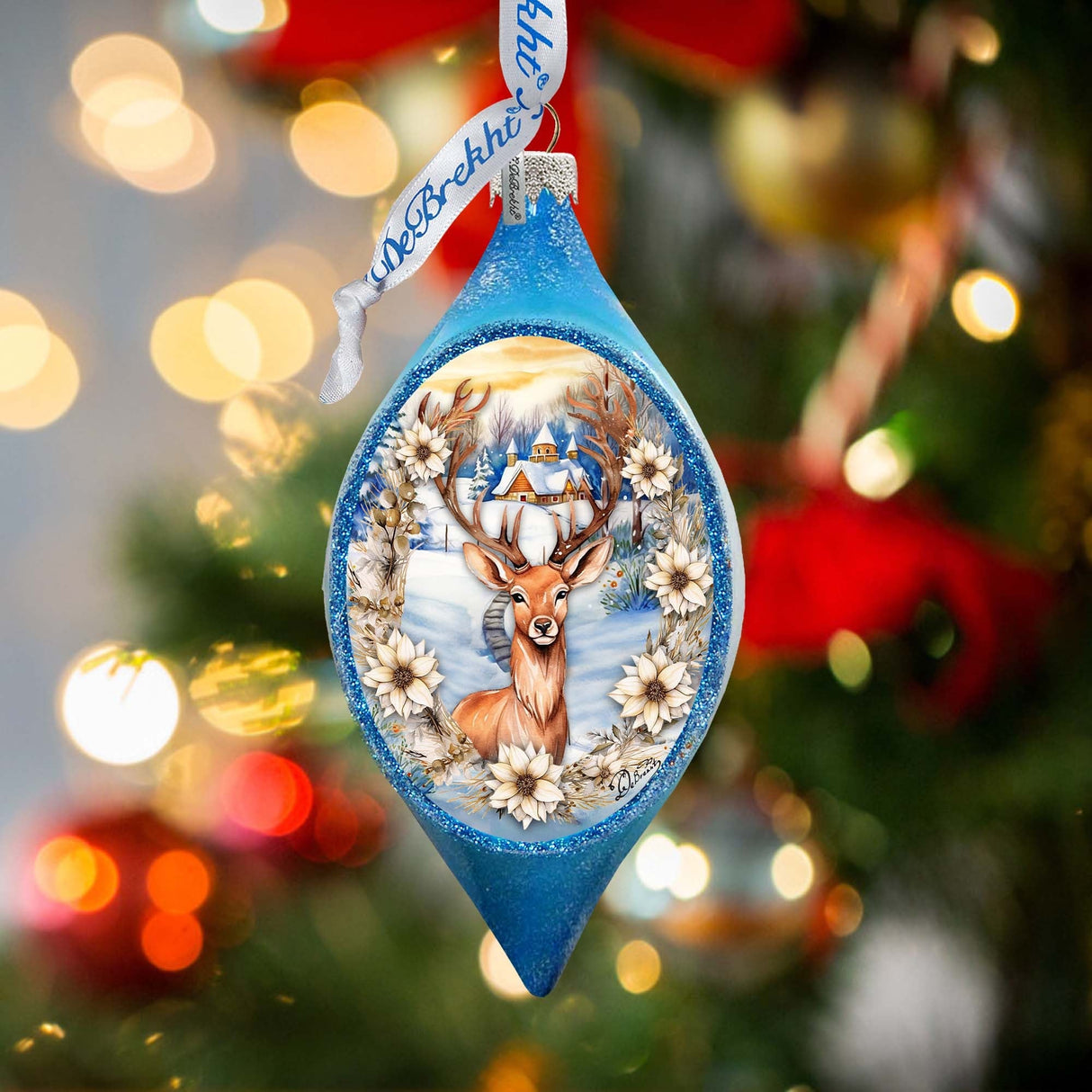Majestic Forest Deer Drop Glass Ornament by G. Debrekht - Wildlife Holiday Decor - 757-047