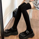 Calcetines de canalé lisos por encima de la rodilla para mujer, cómodos y cálidos, gruesos y hasta el muslo.