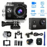Caméra d'action HD 1080p avec objectif ultra grand angle 140°, exposition automatique, stabilisation numérique, effet fisheye, batterie rechargeable, stockage sur carte SD, format vidéo MP4 pour les prises de vue sportives en extérieur