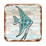 Fish Coastal Wooden Cork Coasters Gift Set of 4 by Nature Wonders - Coastal Sea-Life Decor - 8198537-9C-S4