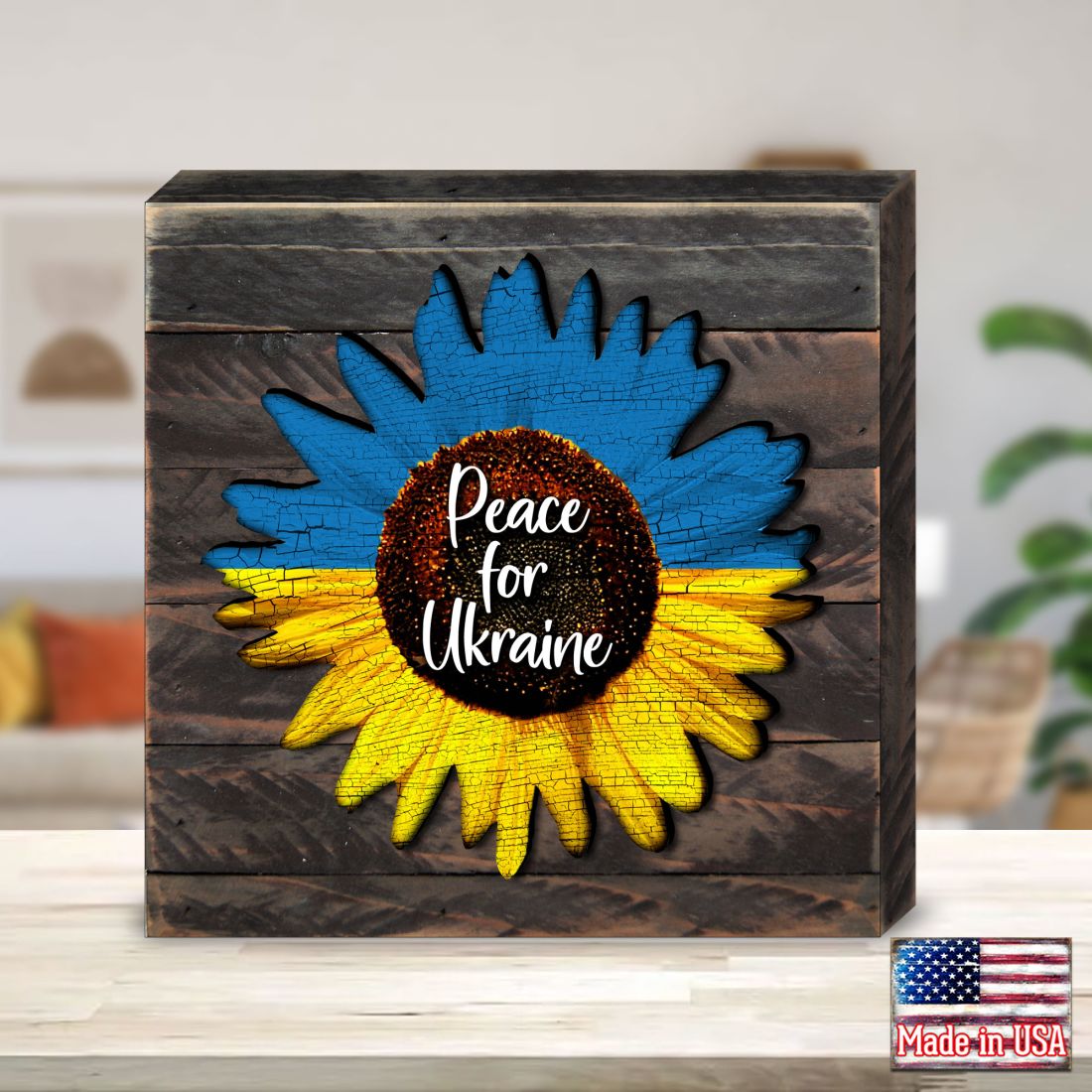 Piece for Ukraine Sunflower Wooden Wall Art - International Decor - 8187125B