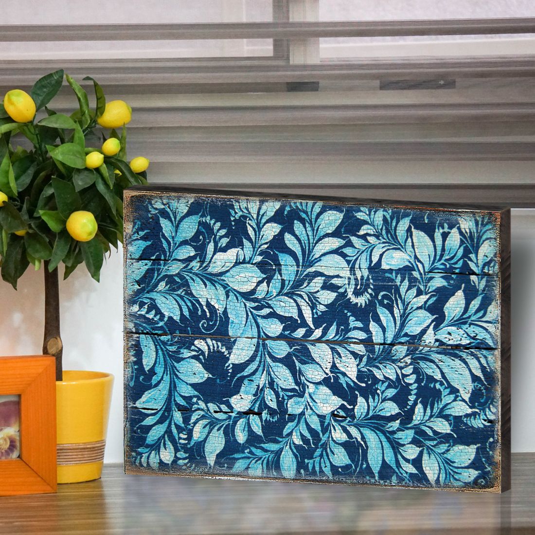 Pattern Rustic Wooden Wall Art by G. DeBrekht - Floral Ornamental Decor - 95007B