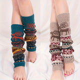 1 par de calcetines navideños de otoño e invierno con copos de nieve y cervatillo, rodilleras de punto, calentadores de piernas y cubrepiés, regalos para mujeres.